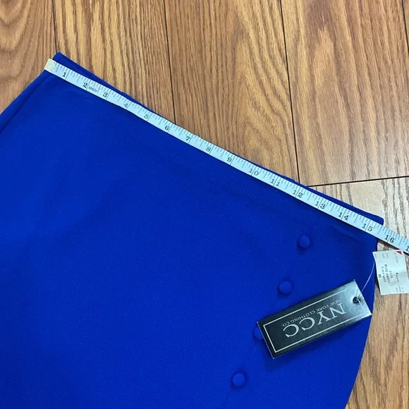 NYCC Women’s ocean blue pencil left side slit skirt with nine fabric buttons M - Picture 8 of 12
